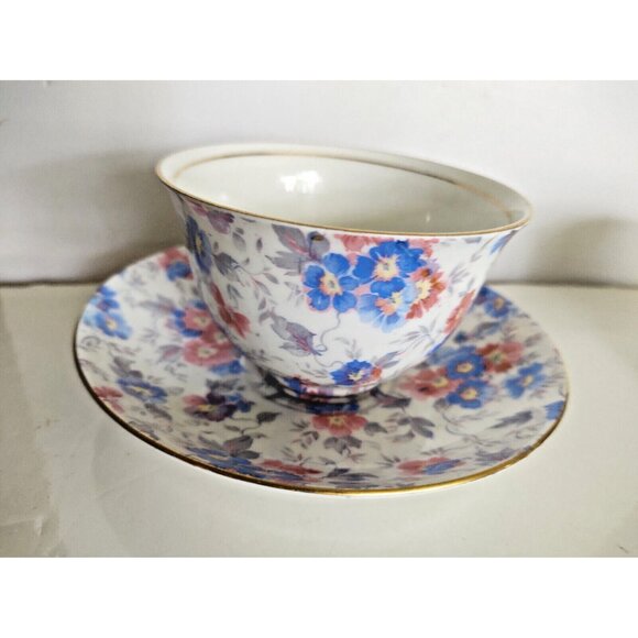 Vintage Colclough Chintz Floral Wide Mouth Tea Cup & Saucer  England 1950's - Picture 4 of 12